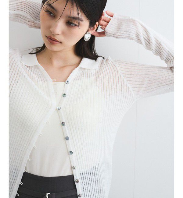 VIS「シアーポロ襟リブカーディガン」|カーディガン|