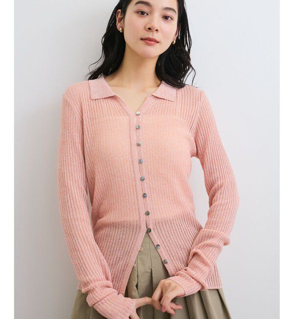 VIS「シアーポロ襟リブカーディガン」|カーディガン|