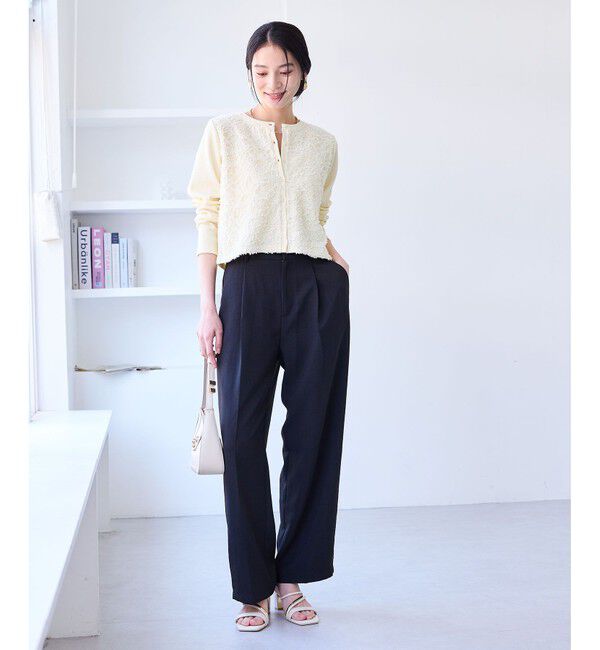 VIS「【美easy】ワンタックワイドスラックスパンツ【接触冷感/洗える】」|スラックス|