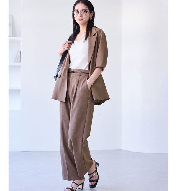 VIS「【美easy】ワンタックワイドスラックスパンツ【接触冷感/洗える】」|スラックス|