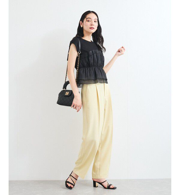 VIS「【美easy】ワンタックワイドスラックスパンツ【接触冷感/洗える】」|スラックス|