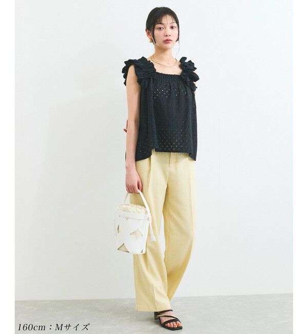 VIS「【美easy】ワンタックワイドスラックスパンツ【接触冷感/洗える】」|スラックス|