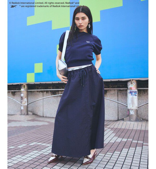 VIS「【Reebok】VIS別注ロゴベルトフレアースカート」|スカート|