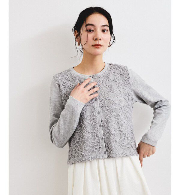 VIS「レースドッキングカーディガン」|カーディガン|ライトグレー(08)