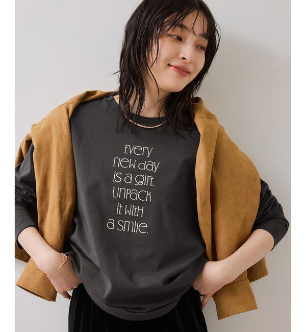 VIS「ロゴ＆フォトアソートプリントロンT」|Tシャツ・カットソー|チャコール(06)