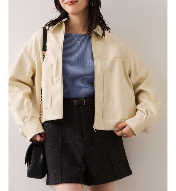 VIS「アウトポケット合皮ブルゾン」|ブルゾン・スタジャン|