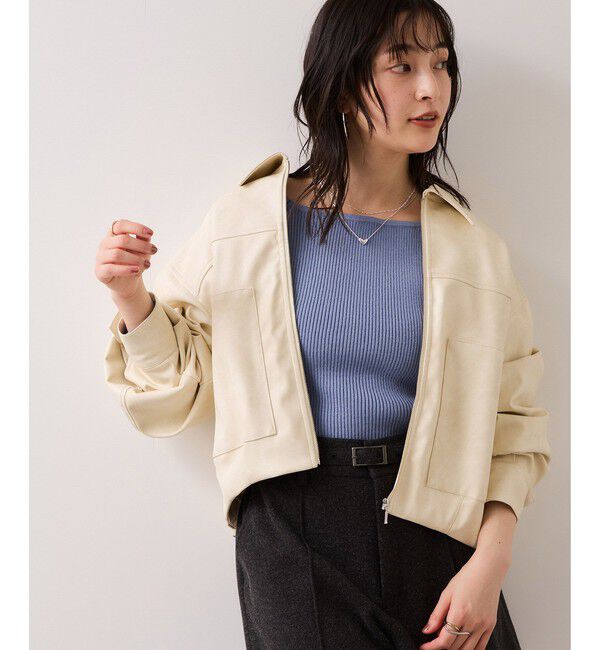 VIS「アウトポケット合皮ブルゾン」|ブルゾン・スタジャン|