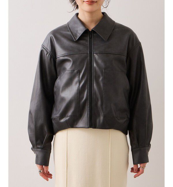 VIS「アウトポケット合皮ブルゾン」|ブルゾン・スタジャン|