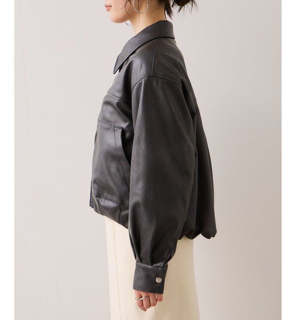VIS「アウトポケット合皮ブルゾン」|ブルゾン・スタジャン|