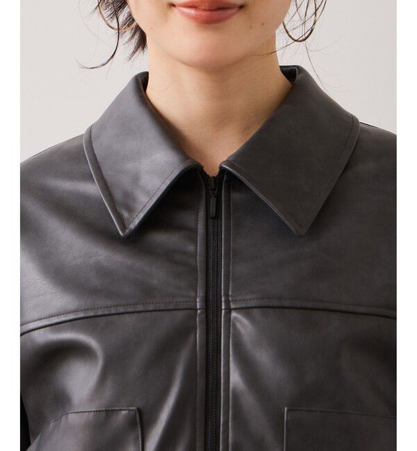 VIS「アウトポケット合皮ブルゾン」|ブルゾン・スタジャン|