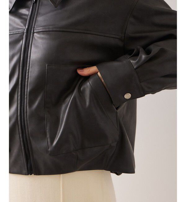 VIS「アウトポケット合皮ブルゾン」|ブルゾン・スタジャン|