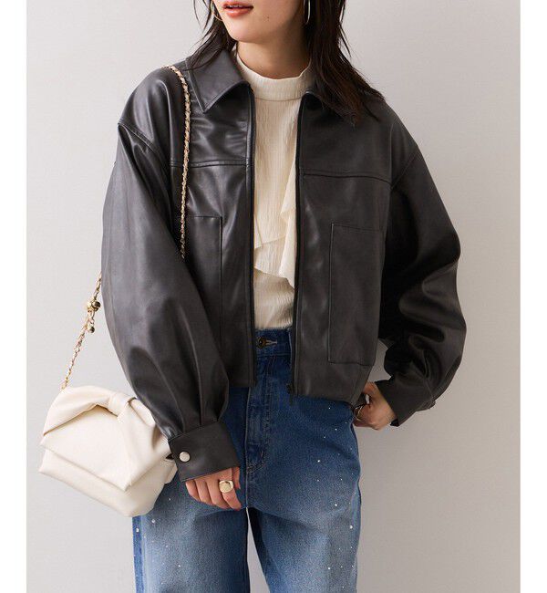 VIS「アウトポケット合皮ブルゾン」|ブルゾン・スタジャン|