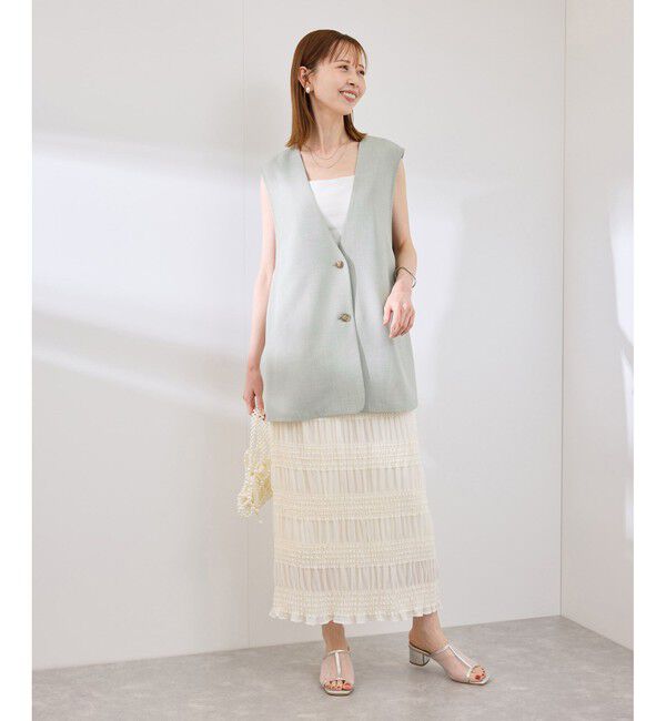 Rope&rsquo;Picnic「【抗菌防臭・接触冷感・UVカット】カナパノースーリーブジレ/セットアップ対応」|ベスト・ジレ|