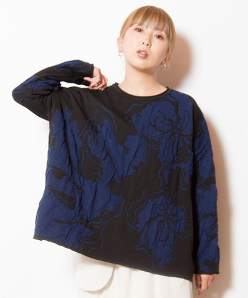  「ジャガードニットプルオーバー」|ニット・セーター|BLACK