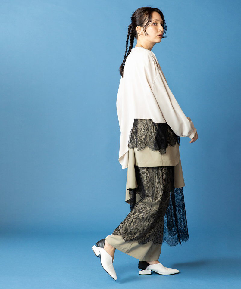  「アシンメトリーレース切替ブラウス」|シャツ・ブラウス|