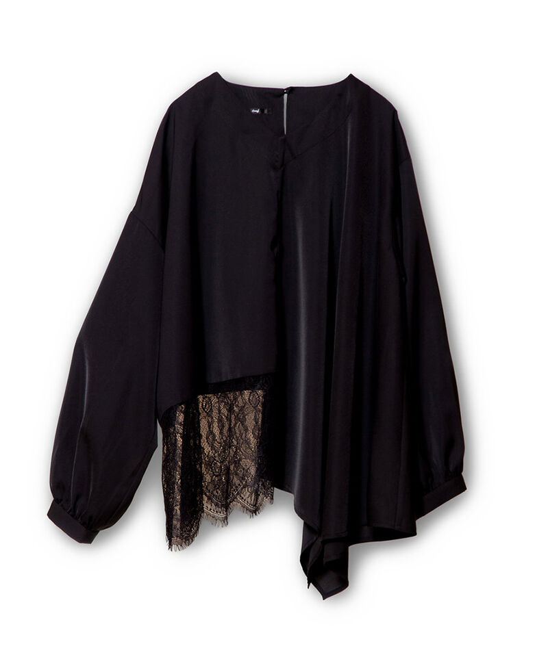  「アシンメトリーレース切替ブラウス」|シャツ・ブラウス|