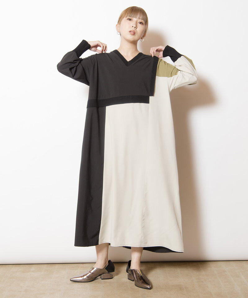  「2WAY配色切替ワンピース」|ワンピース|