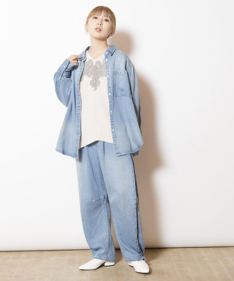  「セルロースデニムタックパンツ」|デニム|