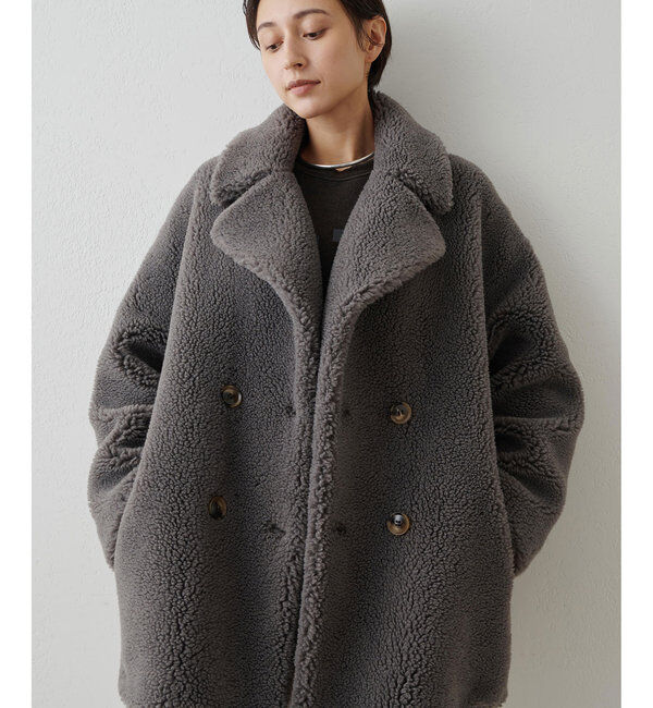 THE PAUSE「【THE PAUSE】ボアダブルコート」|その他|チャコールグレー