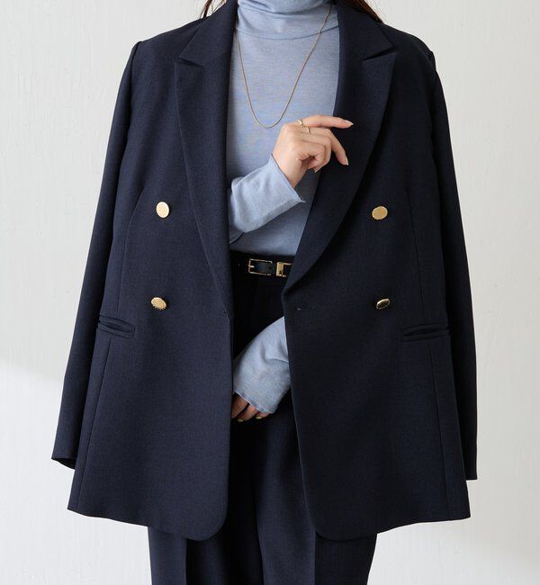  「ウールライクダブルジャケット」|デニムジャケット|ネイビー