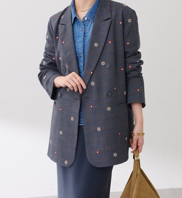  「ウールライクダブルジャケット」|デニムジャケット|グレー