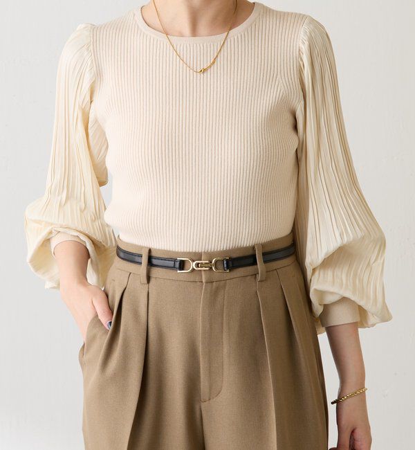  「袖プリーツコンパクトニット」|ニット・セーター|