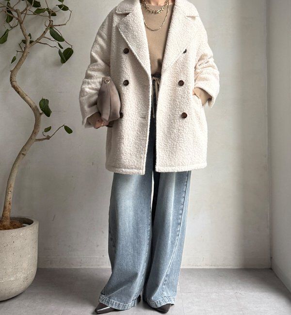  「【WEB限定】ボアダウンダブルテーラードコート」|その他|