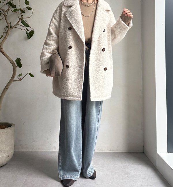  「【WEB限定】ボアダウンダブルテーラードコート」|その他|