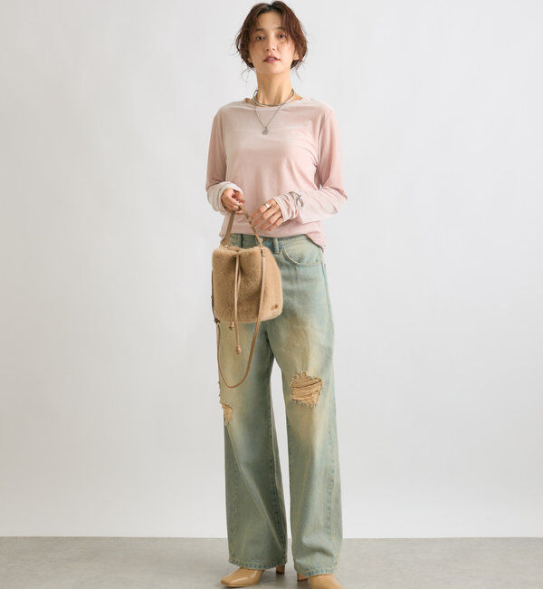  「【1枚でも様になる】シアーベロアロンT」|Tシャツ・カットソー|