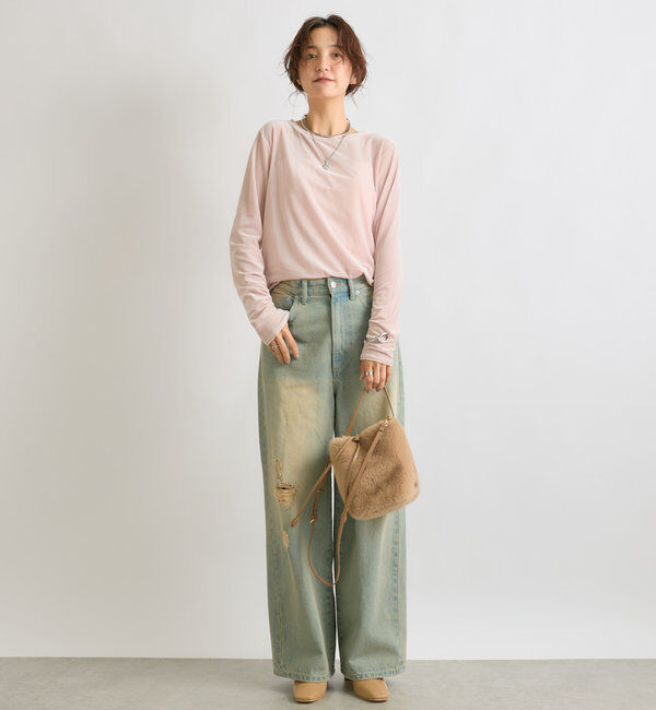  「【1枚でも様になる】シアーベロアロンT」|Tシャツ・カットソー|