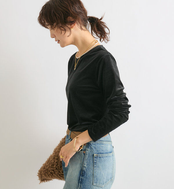  「【1枚でも様になる】シアーベロアロンT」|Tシャツ・カットソー|