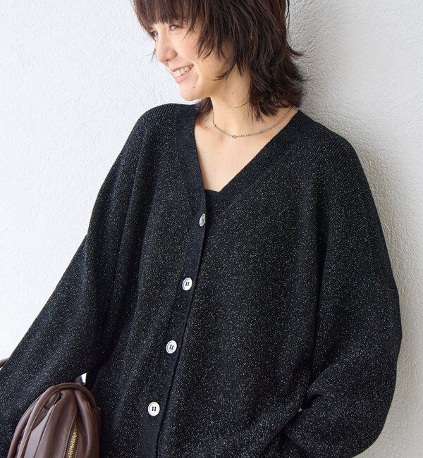  「【上品な輝き】ラメモール2WAYカーデ」|ニット・セーター|ブラック