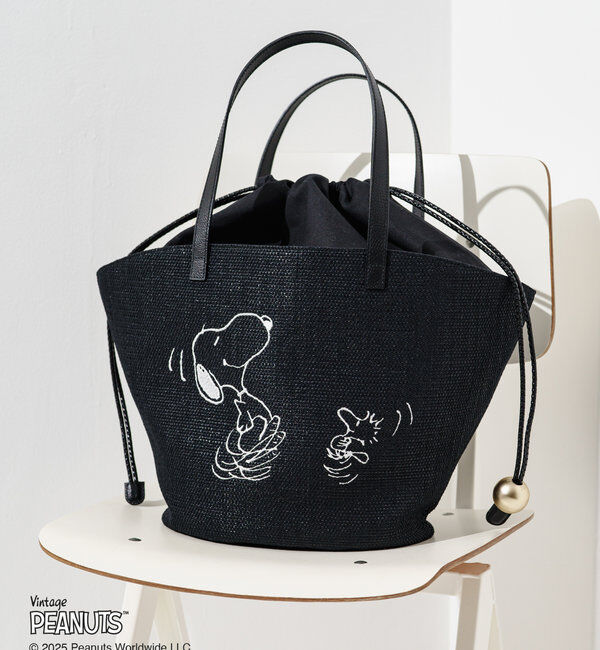  「【再値下げ】《PEANUTS&times;russetコラボ》カゴトートバッグ大」|トートバッグ|ブラック