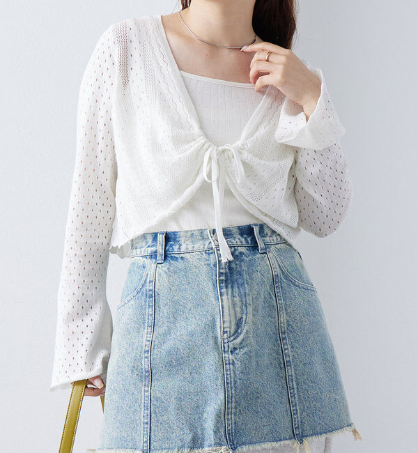  「透かしショートボレロ」|カーディガン|オフホワイト