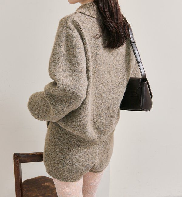  「襟付きプレートニットカーディガン」|カーディガン|