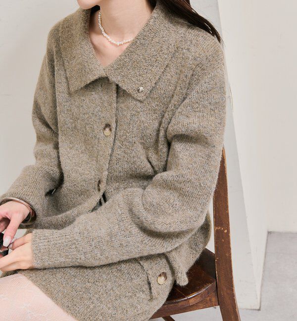  「襟付きプレートニットカーディガン」|カーディガン|
