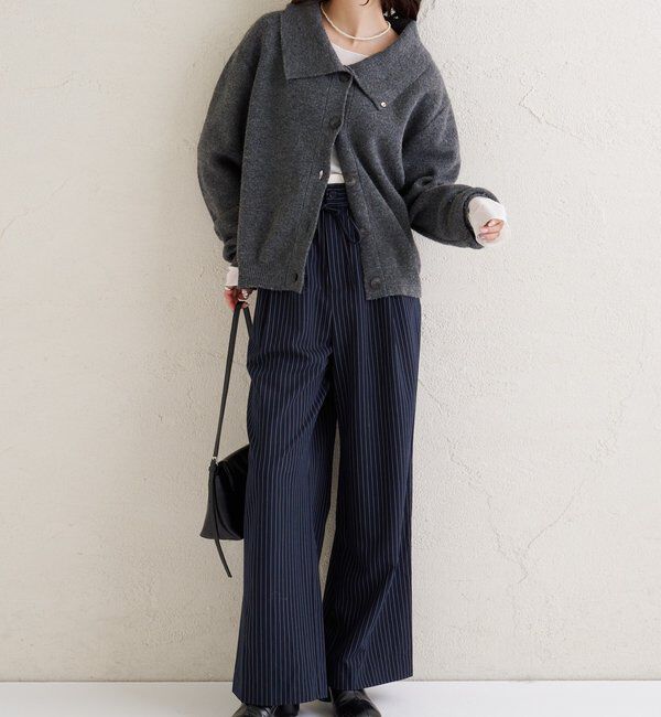  「襟付きプレートニットカーディガン」|カーディガン|