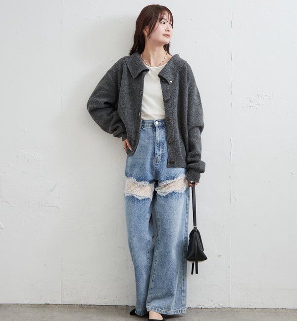  「襟付きプレートニットカーディガン」|カーディガン|