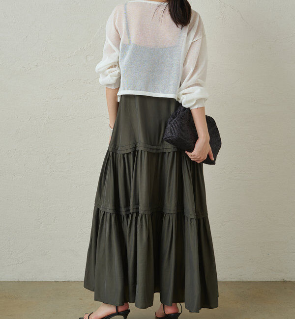  「【3サイズ展開】サテンティアードキャミワンピース」|ワンピース|