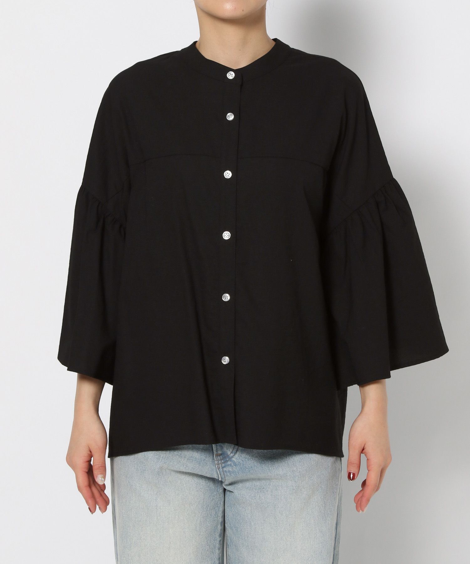 LOWRYS FARM「バンドフリル８分袖」|シャツ・ブラウス|