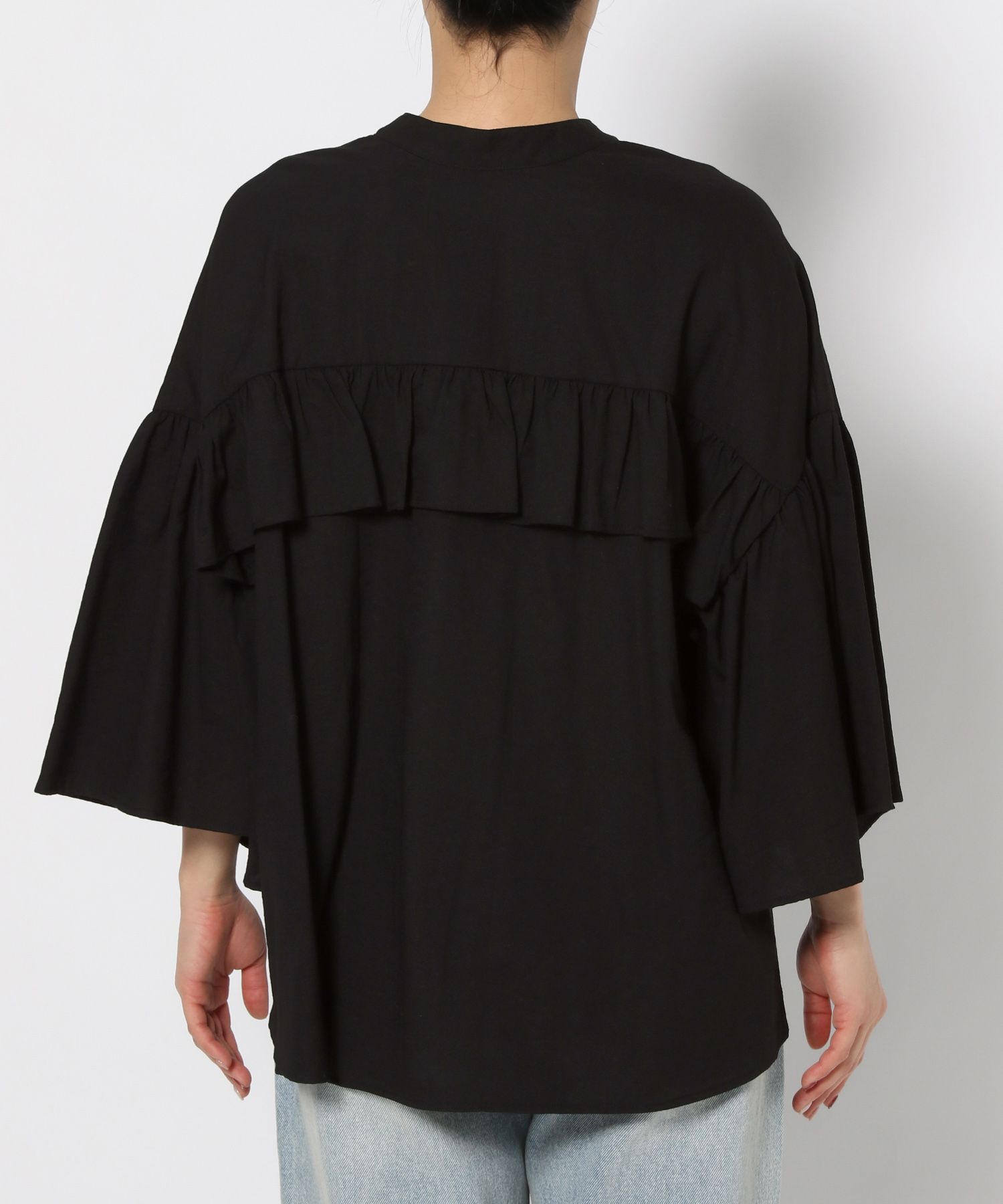 LOWRYS FARM「バンドフリル８分袖」|シャツ・ブラウス|