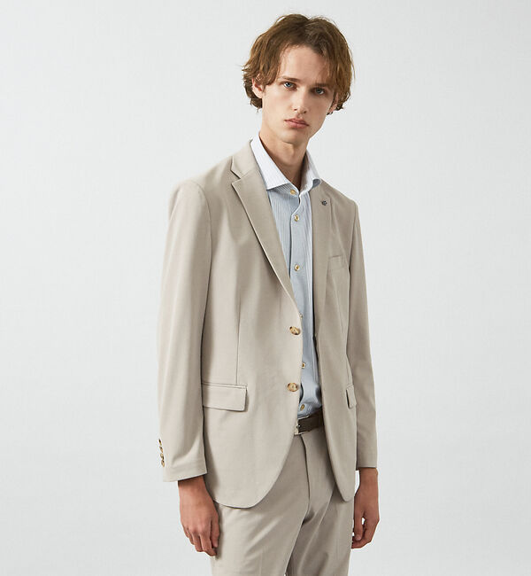 ABAHOUSE「【セットアップ対応/FLEX JACKET】360&deg;ストレッチ COOLMOTI」|テーラードジャケット|ベージュ