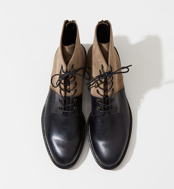 alfredoBANNISTER「【定番】ベロア切替 レースアップブーツ」|ショートブーツ|