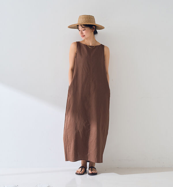 Rouge vif「麻混ノースリーブ 後ろタックワンピース」|ワンピース|