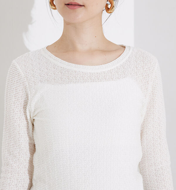 qualite「ジャカードニットメロウトップス」|Tシャツ・カットソー|ホワイト