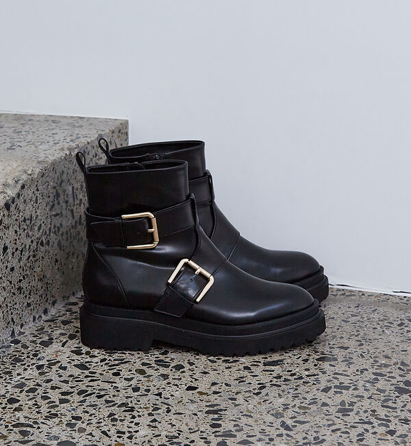 AU BANNISTER「バイカーボリュームソールブーツ」|ショートブーツ|ブラック