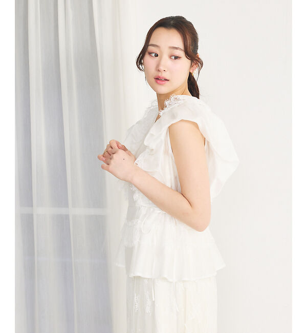 SELFIST「パフショルダーノースリーブフリルブラウス」|シャツ・ブラウス|