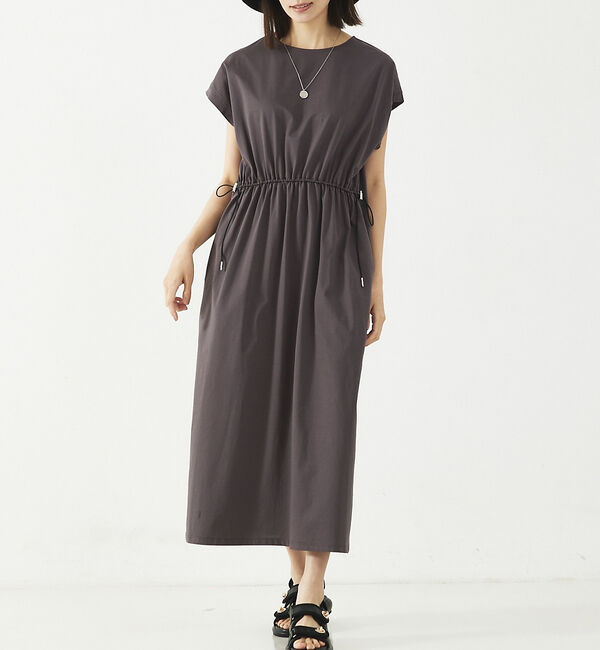 abahouse mavie「【大人のいちまんワンピ/接触冷感】シルケットドロストワンピース」|ワンピース|チャコールグレー