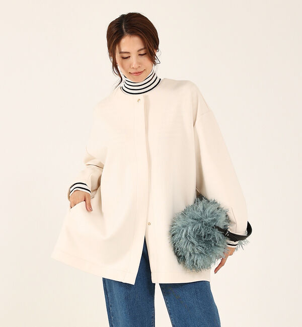 abahouse mavie「シルキーダンボールハーフコート」|ノーカラーコート|