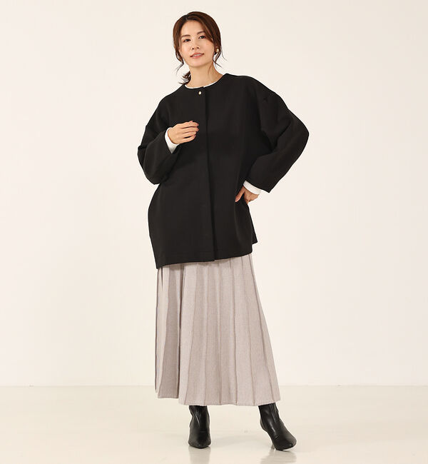 abahouse mavie「シルキーダンボールハーフコート」|ノーカラーコート|